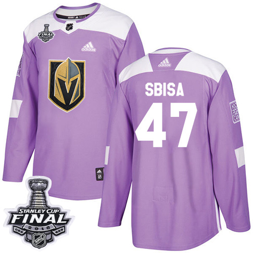 Adidas Golden Vegas Golden Knights #47 Luca Sbisa Purple Authentic Fights Cancer 2018 Stanley Cup Final Stitched Youth Jersey Youth