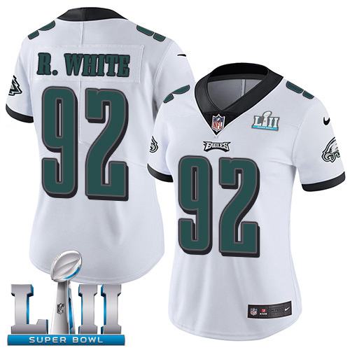 Philadelphia Eagles #92 Reggie White White Super Bowl LII Women's Stitched Vapor Untouchable Limited Jersey Womens