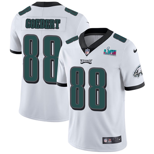 Eagles #88 Dallas Goedert White Super Bowl LVII Patch Men's Stitched Vapor Untouchable Limited Jersey