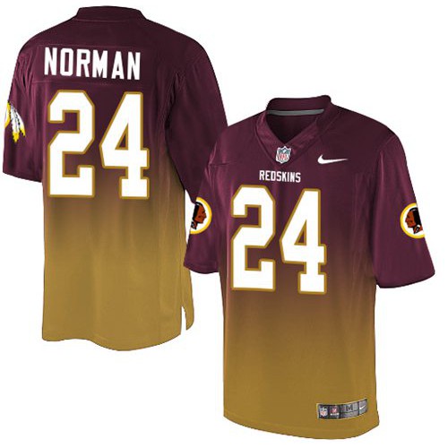 Washington Commanders #24 Josh Norman Burgundy Red/Gold Men's Stitched Elite Fadeaway Fashion Jersey Men's