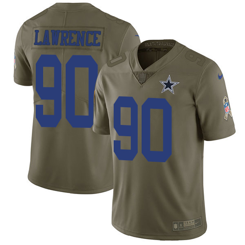 Cowboys #90 Demarcus Lawrence Olive Men's Stitched Limited 2017 Salute To Service Jersey