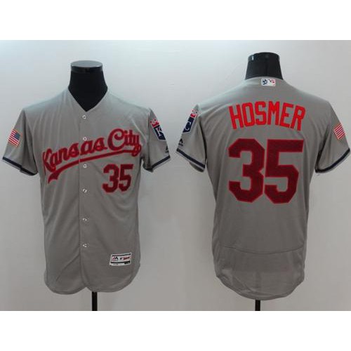 Kansas City Royals #35 Eric Hosmer Grey Fashion Stars & Stripes Flexbase Authentic Stitched Jersey Men's