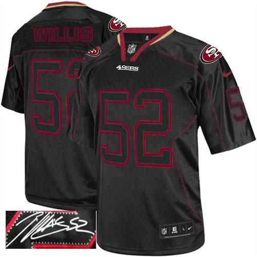 San Francisco 49ers #52 Patrick Willis Lights Out Black Men's Stitched Elite Autographed Jersey Men's