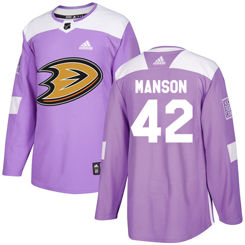 Adidas Anaheim Ducks #42 Josh Manson Purple Authentic Fights Cancer Stitched Jersey Men's