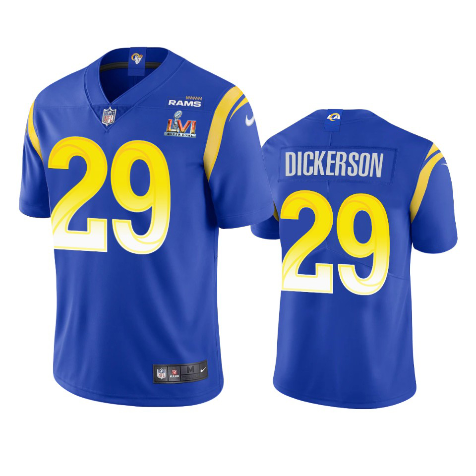 Los Angeles Rams #29 Eric Dickerson Men's Super Bowl LVI Patch Vapor Limited Jersey - Royal
