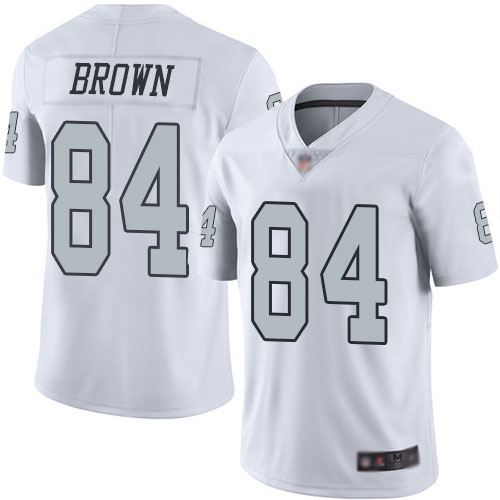 Las Vegas Raiders #84 Antonio Brown White Men's Stitched Limited Rush Jersey Men's