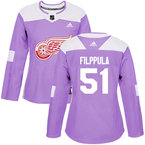 Adidas Detroit Red Wings #51 Valtteri Filppula Purple Authentic Fights Cancer Women's Stitched Jersey Womens