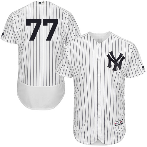 New York Yankees #77 Clint Frazier White Strip Flexbase Authentic Collection Stitched Jersey Men's