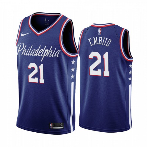 Philadelphia 76ers #21 Joel Embiid Navy 2019-20 City Edition Swingman Jersey Mens