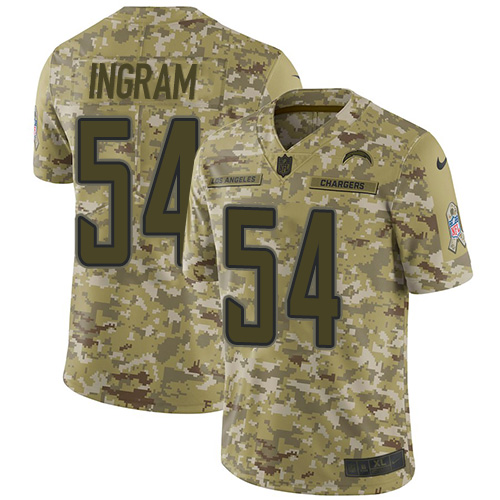 Los Angeles Chargers #54 Melvin Ingram Camo Men's Stitched Limited 2018 Salute To Service Jersey Men's