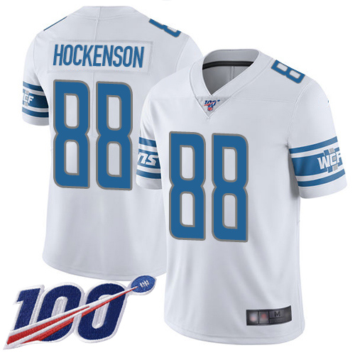 Detroit Lions #88 T.J. Hockenson White Men's Stitched 100th Season Vapor Limited Jersey Men's