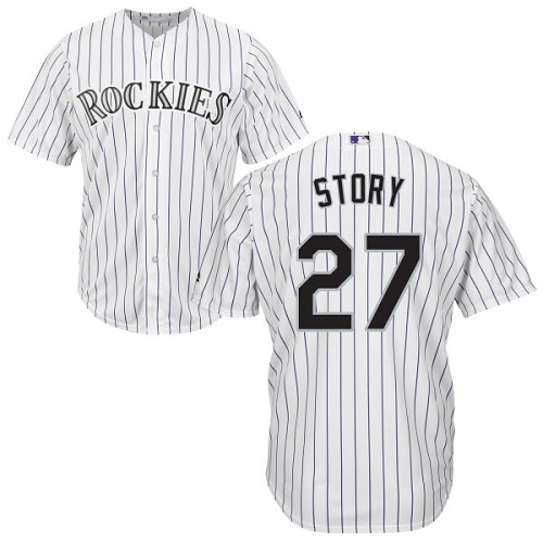 Colorado Rockies #27 Trevor Story White Cool Base Stitched Youth Jersey Youth