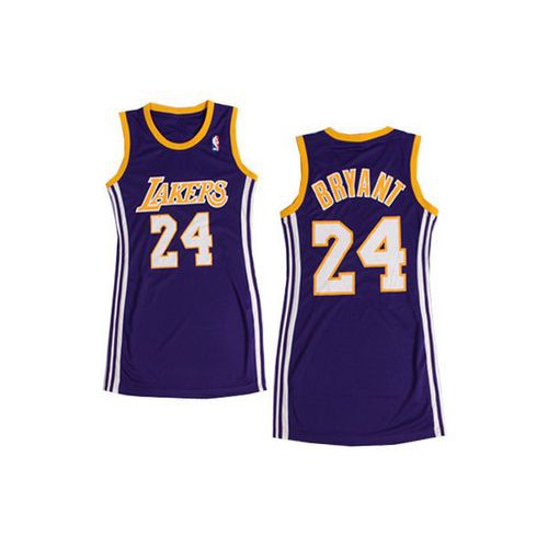 Los Angeles Lakers #24 Kobe Bryant Purple Dress Womens Stitched Jersey Womens