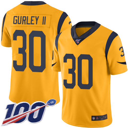Los Angeles Rams #30 Todd Gurley II Gold Men's Stitched Limited Rush 100th Season Jersey Men's