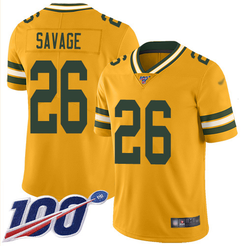 Packers #26 Darnell Savage Gold Men's Stitched Limited Inverted Legend 100th Season Jersey