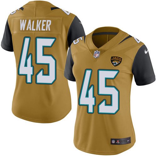 Jaguars #44 Travon Walker Gold Women's Stitched Limited Rush Jersey