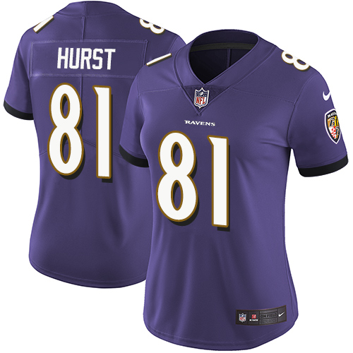Baltimore Ravens #81 Hayden Hurst Purple Team Color Women's Stitched Vapor Untouchable Limited Jersey Womens