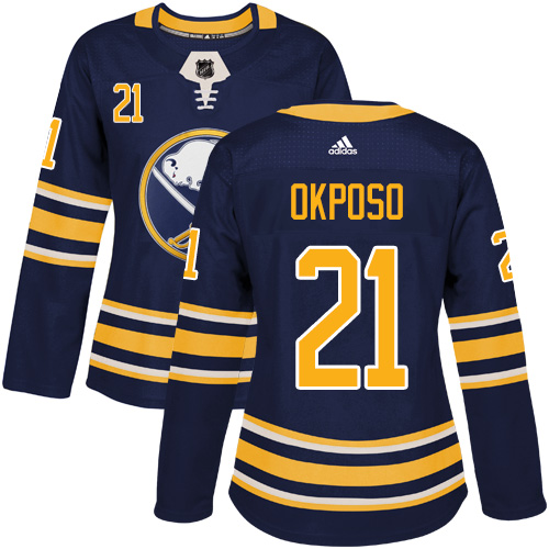 Adidas Buffalo Sabres #21 Kyle Okposo Navy Blue Home Authentic Women's Stitched Jersey Womens