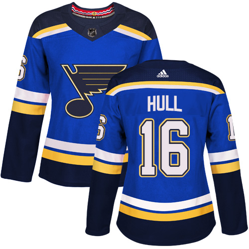 Adidas St. Louis Blues #16 Brett Hull Blue Home Authentic Women's Stitched Jersey Womens