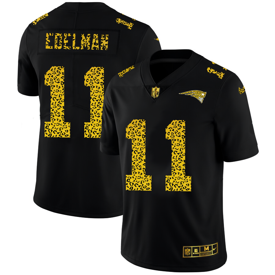 New England Patriots #11 Julian Edelman Men's Leopard Print Fashion Vapor Limited Jersey Black