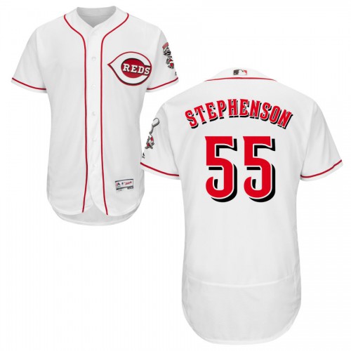 Cincinnati Cincinnati Reds #55 Robert Stephenson Majestic Home Flex Base Authentic Collection Jersey White Men's