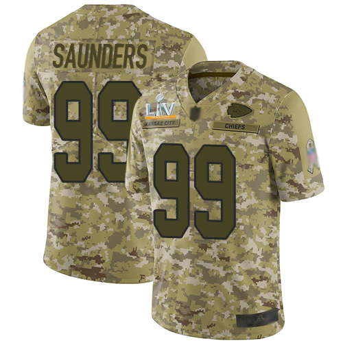 Kansas City Chiefs #99 Khalen Saunders Camo Youth Super Bowl LV Bound Stitched Limited 2018 Salute To Service Jersey Youth