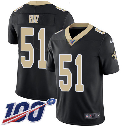 New Orleans Saints #51 Cesar Ruiz Black Team Color Men's Stitched 100th Season Vapor Untouchable Limited Jersey Men's