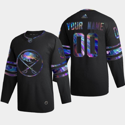 Buffalo Sabres Custom Men's Iridescent Holographic Collection Jersey - Black