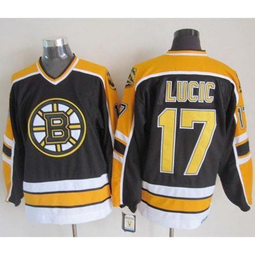 Boston Bruins #17 Milan Lucic Black CCM Throwback New Stitched Jersey Men's