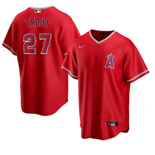 Men's Youth Women's Los Angeles Angels 27 Replica 2020 Red Alternate Team Logo Mike Trout Jersey
