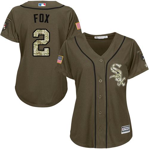 Chicago White Sox #2 Nellie Fox Green Salute to Service Women's Stitched Jersey Womens