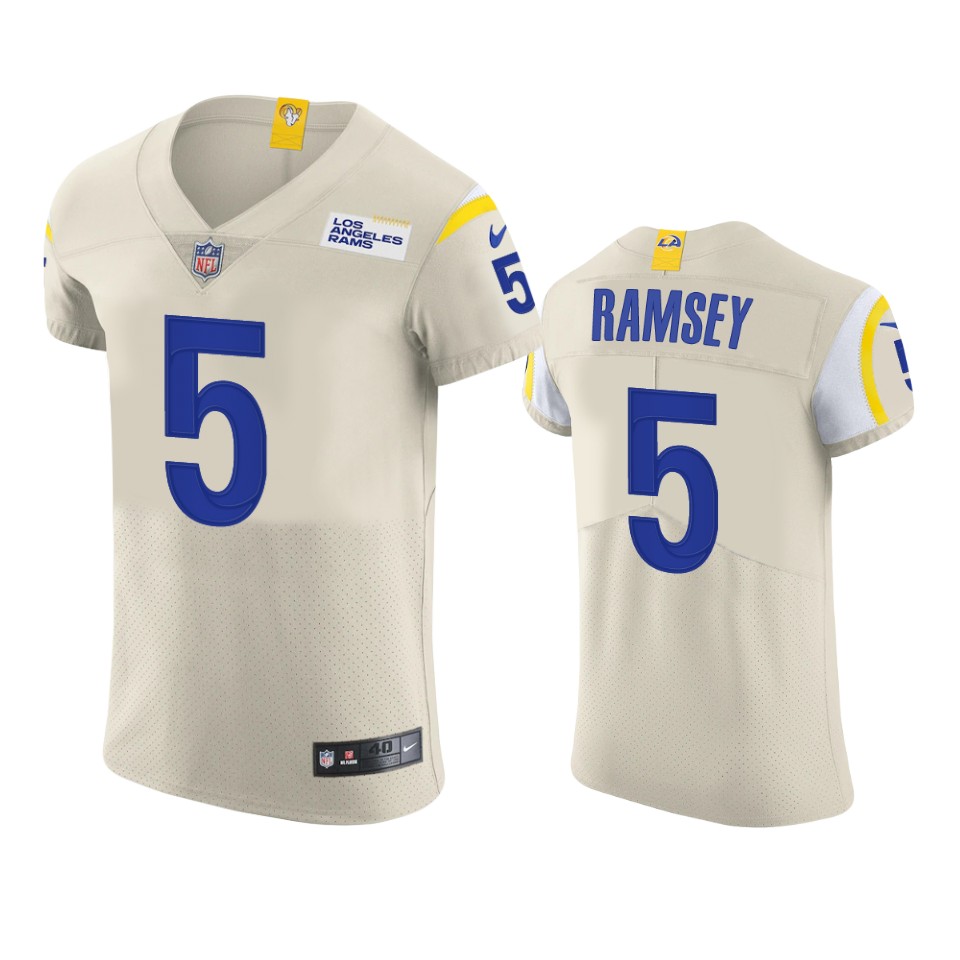 Los Angeles Rams #5 Jalen Ramsey Men's Vapor Elite Player Jersey - Bone