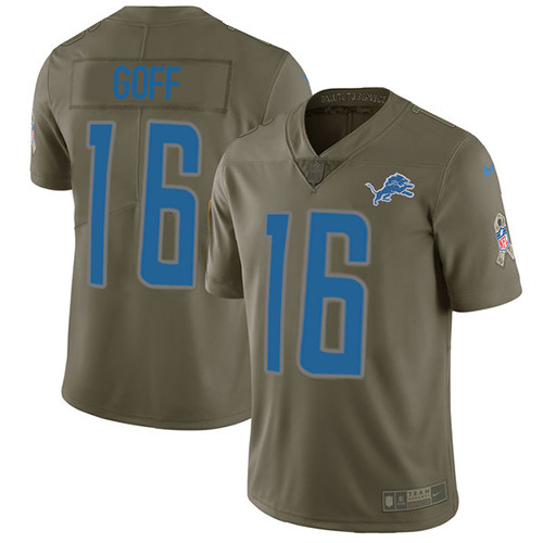 Detroit Lions #16 Jared Goff Olive Youth Stitched Limited 2017 Salute To Service Jersey
