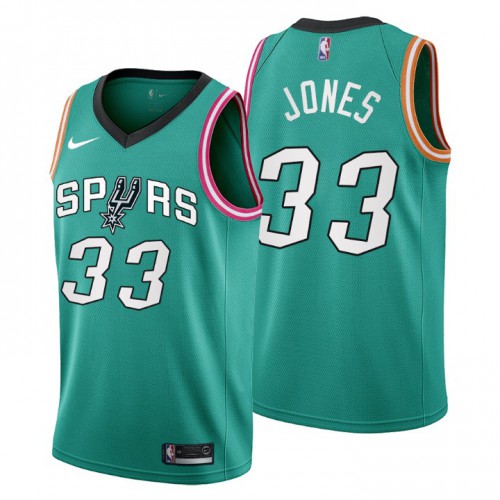 San Antonio Spurs #33 Tre Jones Mens 2022-23 City Edition Jersey - Cherry Blossom Teal Mens