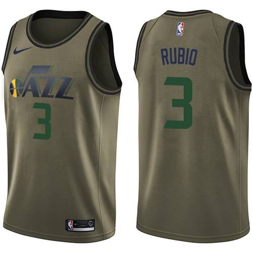 Utah Jazz #3 Ricky Rubio Green Salute to Service Youth Swingman Jersey Youth