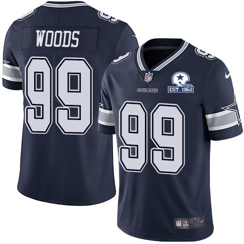 Dallas Cowboys #99 Antwaun Woods Navy Blue Team Color Men's Stitched With Established In 1960 Patch Vapor Untouchable Limited Jersey Men's
