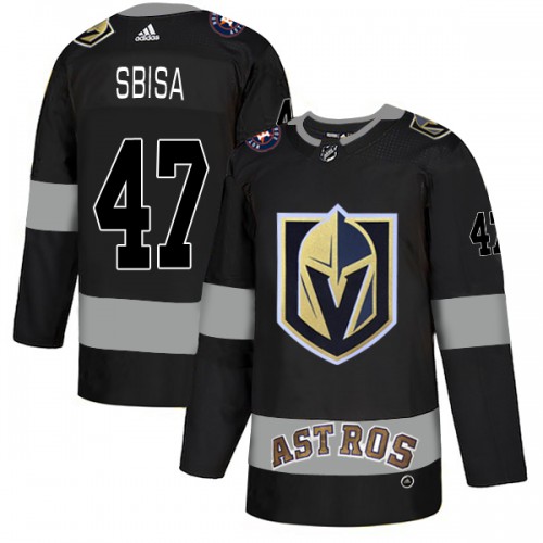 Adidas Golden Vegas Golden Knights X Astros #47 Luca Sbisa Black Authentic City Joint Name Stitched Jersey Men's
