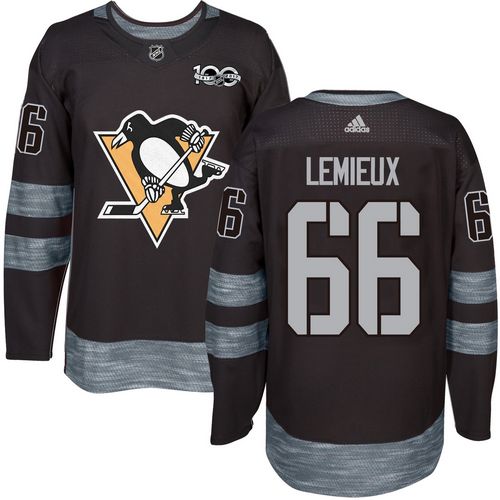 Adidas Pittsburgh Penguins #66 Mario Lemieux Black 1917-2017 100th Anniversary Stitched Jersey Men's