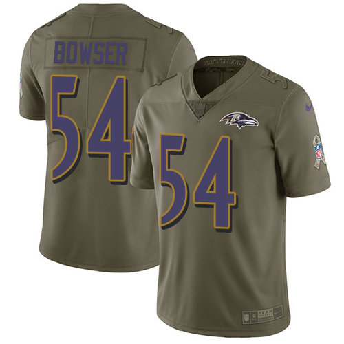 Baltimore Ravens #54 Tyus Bowser Olive Men's Stitched Limited 2017 Salute To Service Jersey Men's