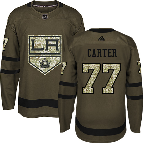 Adidas Los Angeles Kings #77 Jeff Carter Green Salute to Service Stitched Jersey Men's