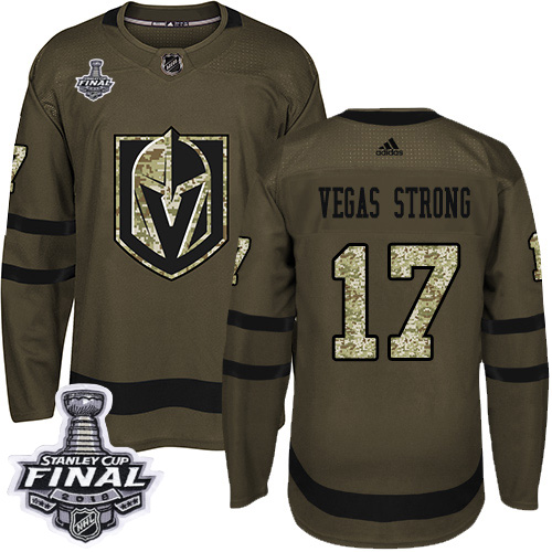 Adidas Golden Vegas Golden Knights #17 Vegas Strong Green Salute to Service 2018 Stanley Cup Final Stitched Youth Jersey Youth