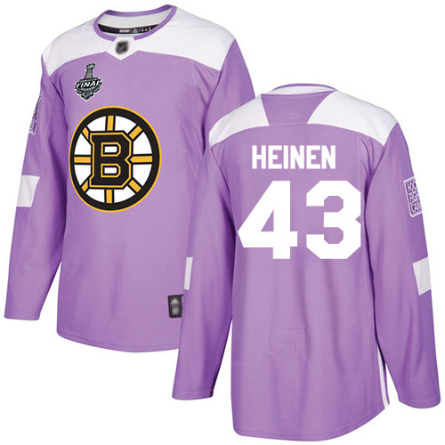 Adidas Boston Bruins #43 Danton Heinen Purple Authentic Fights Cancer Stanley Cup Final Bound Stitched Jersey Men's