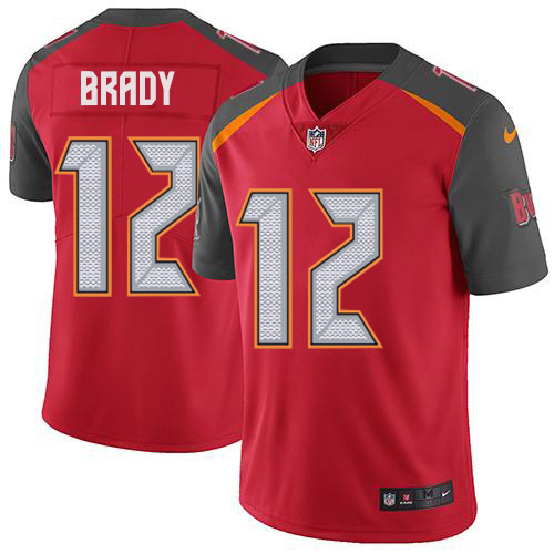 Buccaneers #12 Tom Brady Red Team Color Men's Stitched Vapor Untouchable Limited Jersey