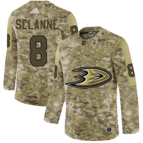 Adidas Anaheim Ducks #8 Teemu Selanne Camo Authentic Stitched Jersey Men's