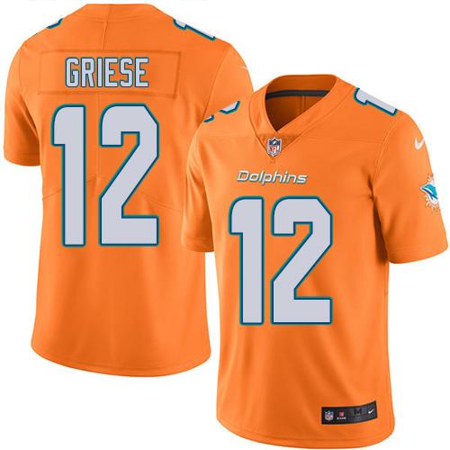 Miami Dolphins #12 Bob Griese Orange Youth Stitched Limited Rush Jersey Youth