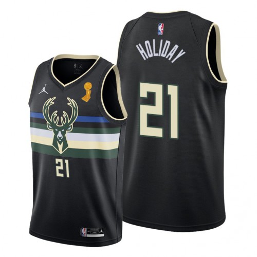 Milwaukee Milwaukee Bucks #21 Jrue Holiday Youth 2021 Finals Champions Swingman Statement Edition Jersey Black Youth