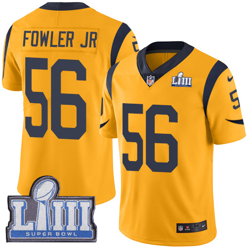 Los Angeles Rams #56 Dante Fowler Jr Gold Super Bowl LIII Bound Men's Stitched Limited Rush Jersey Men's