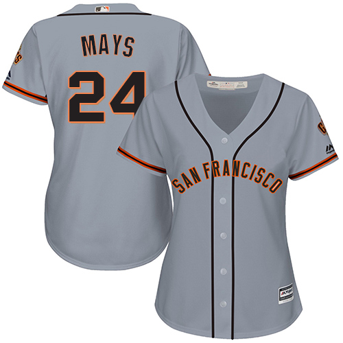 San Francisco Giants #24 Willie Mays Grey Road Women's Stitched Jersey Womens