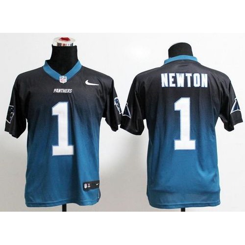 Carolina Panthers #1 Cam Newton Black/Blue Men's Stitched Elite Fadeaway Fashion Jersey Men's