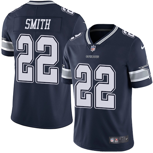 Cowboys #22 Emmitt Smith Navy Blue Team Color Men's Stitched Vapor Untouchable Limited Jersey